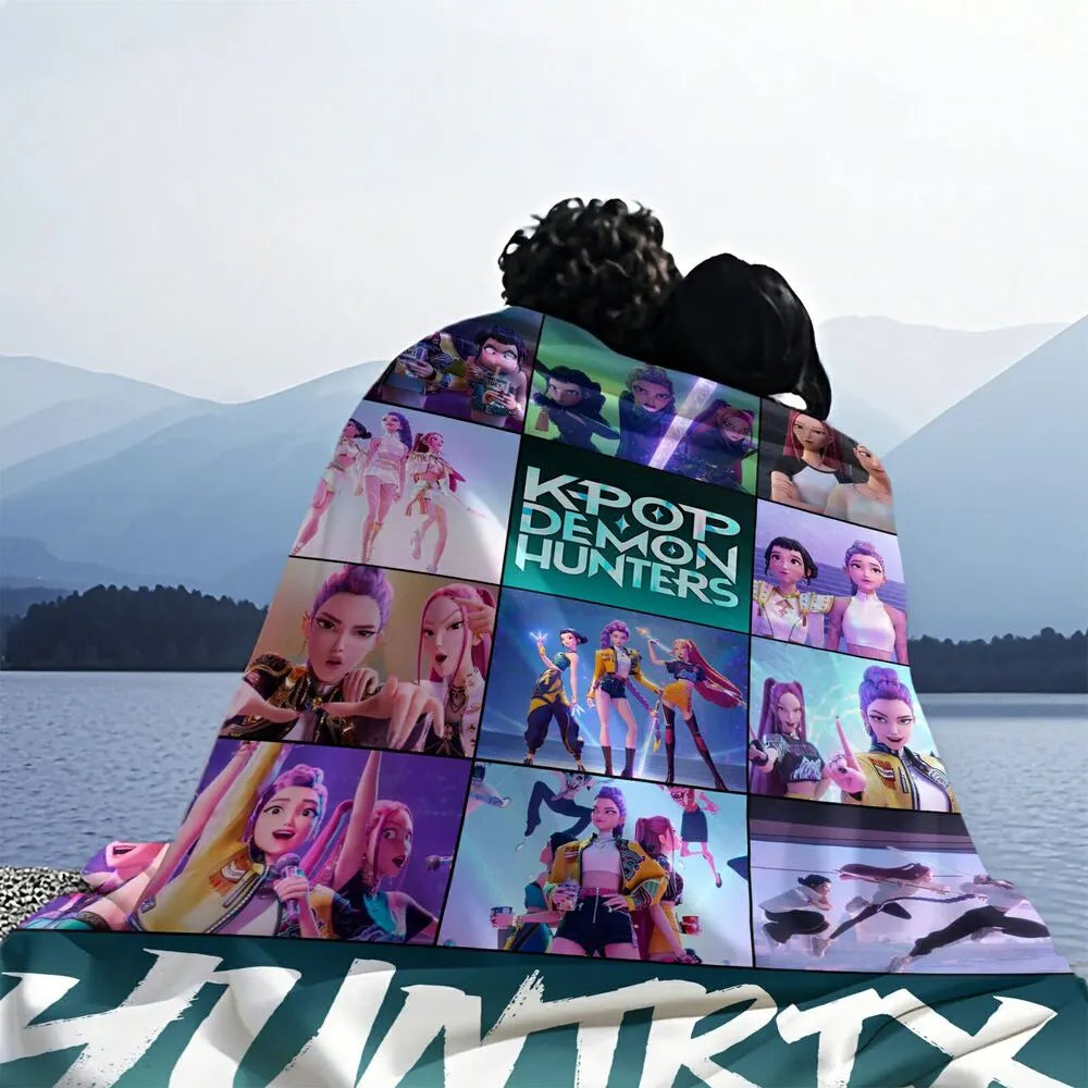 K-POP Demon Hunters Collage Anime Characters Multipurpose Throw Blanket