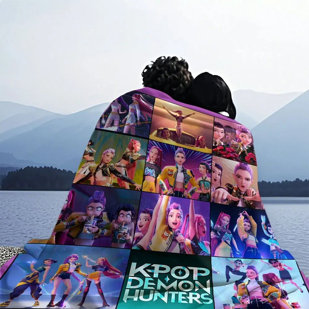 K-POP Demon Hunters Collage Anime Characters Multipurpose Throw Blanket