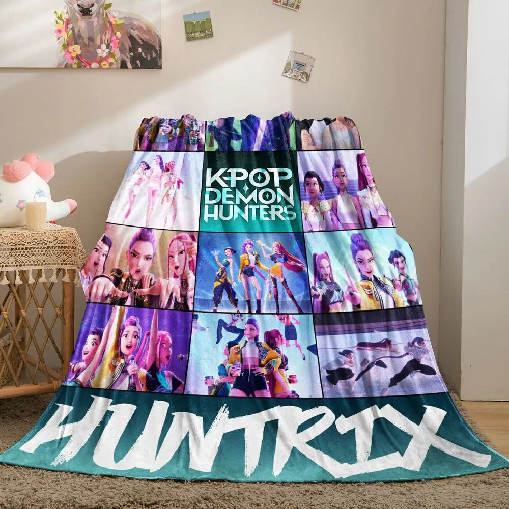K-POP Demon Hunters Collage Anime Characters Multipurpose Throw Blanket