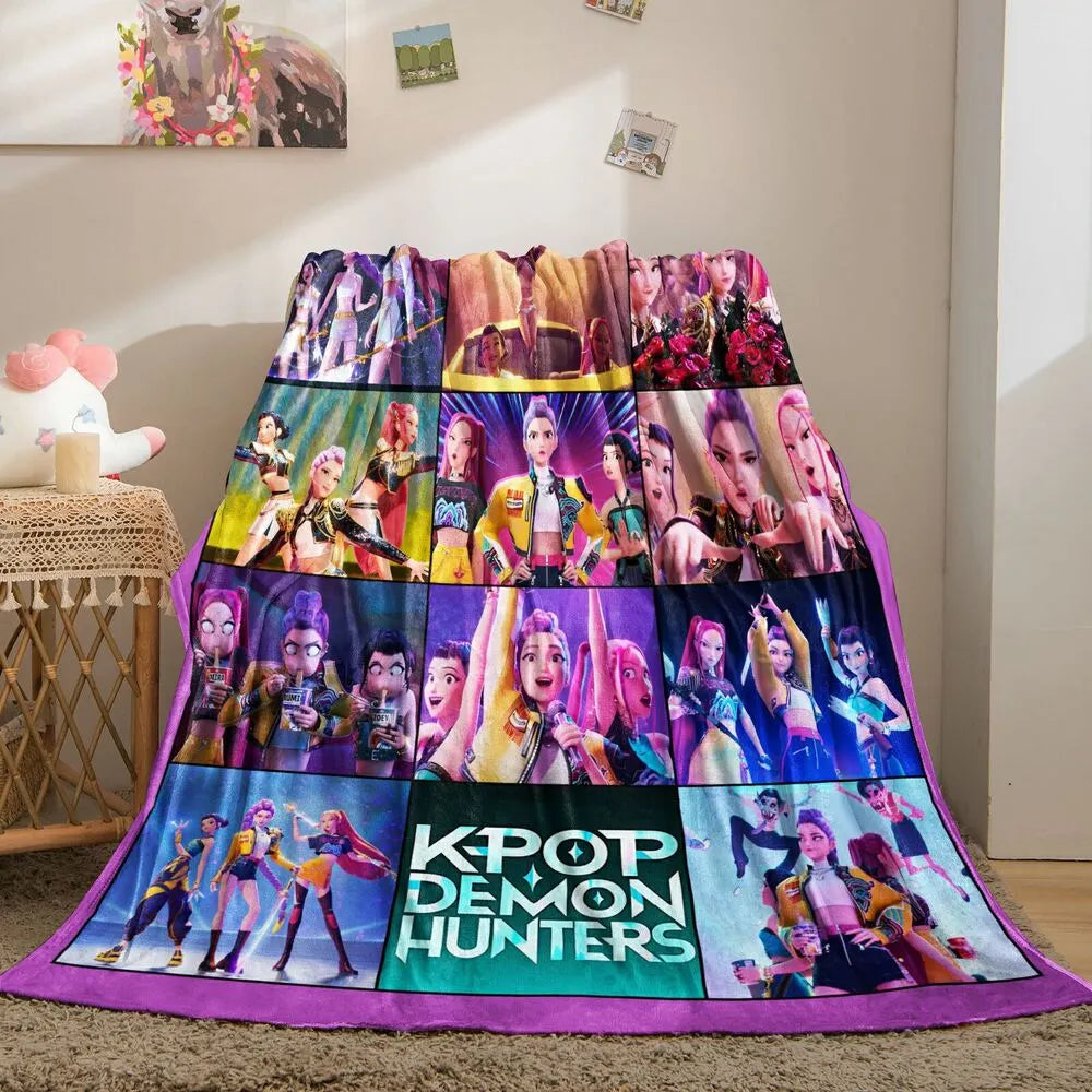K-POP Demon Hunters Collage Anime Characters Multipurpose Throw Blanket