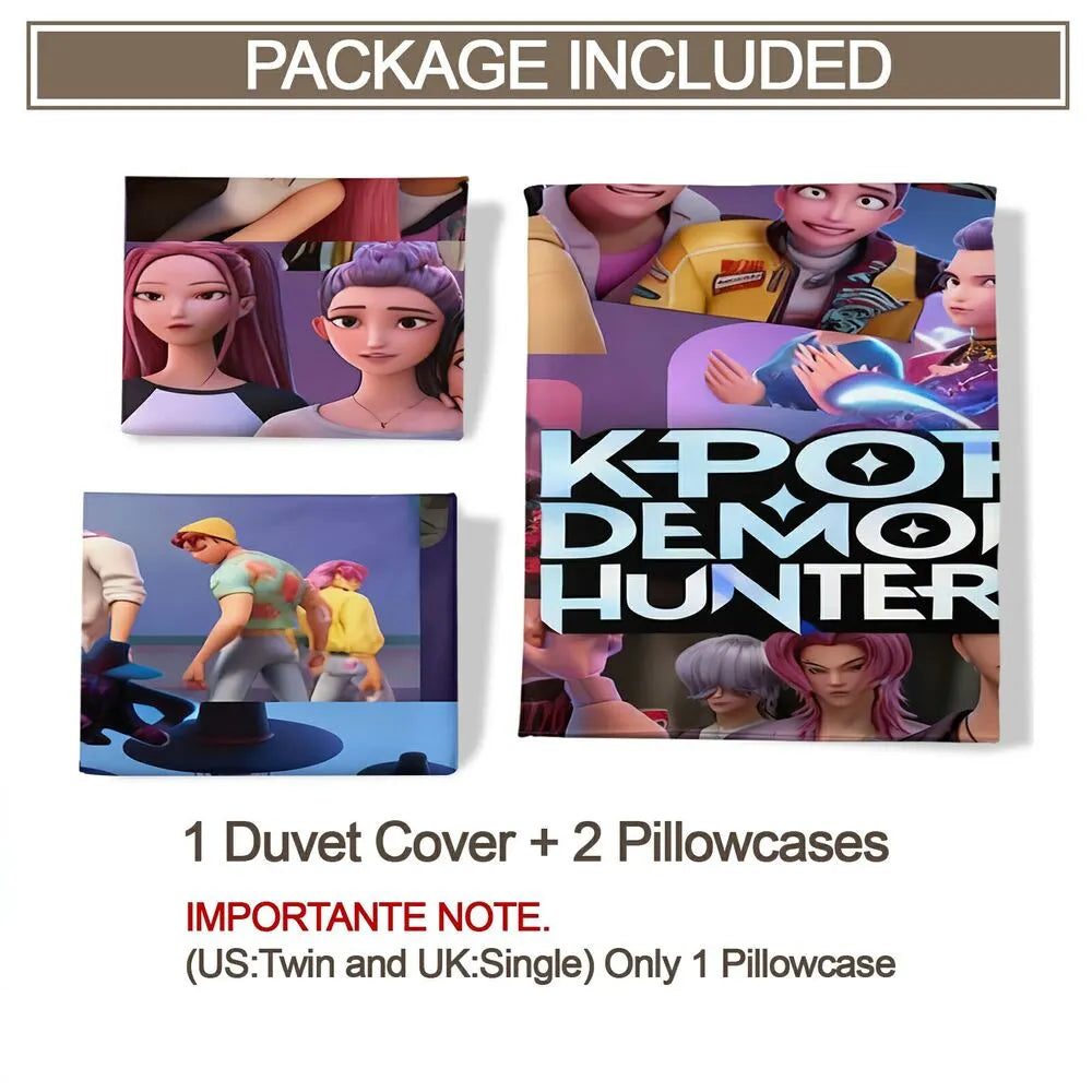 K-POP Demon Hunters Collage Anime Group Bedding Set