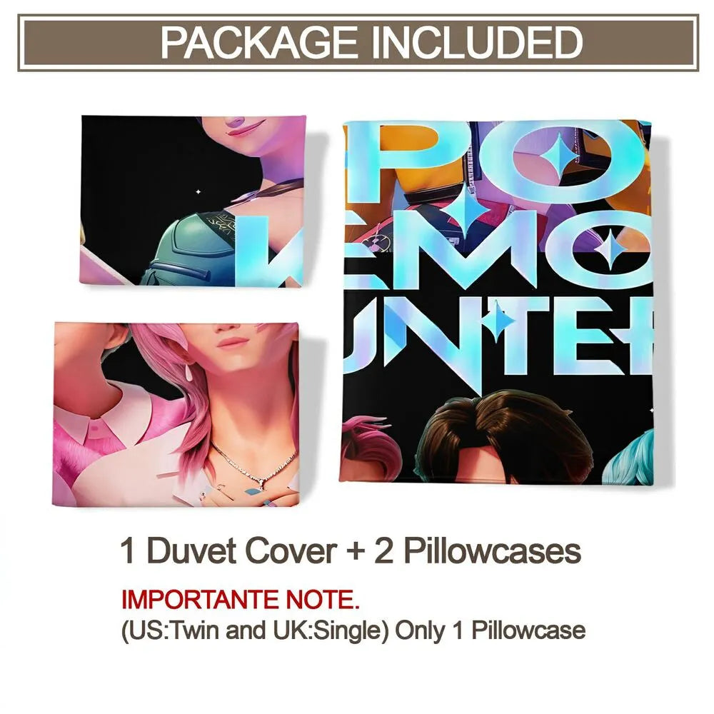 K-POP Demon Hunters Collage Anime Group Bedding Set