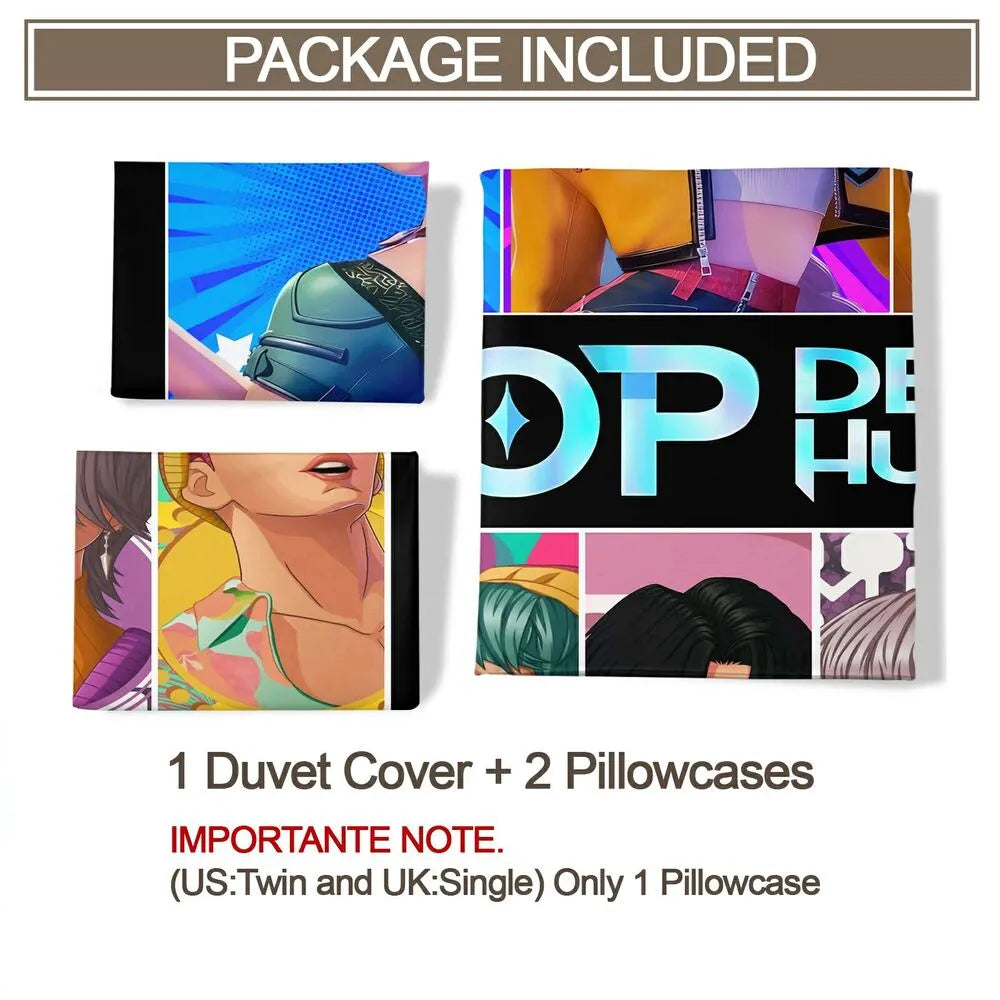 K-POP Demon Hunters Colorful Anime Group Bedding Set