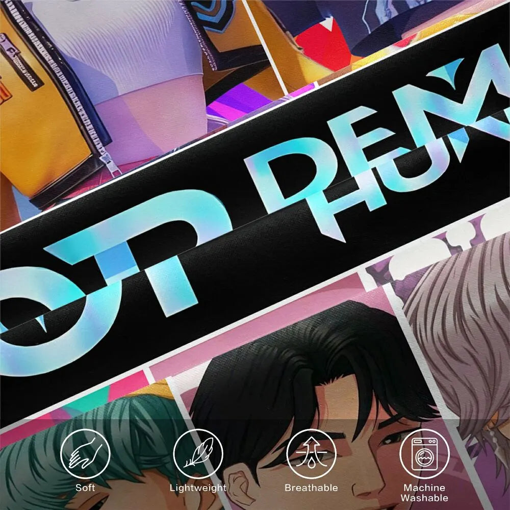 K-POP Demon Hunters Colorful Anime Group Bedding Set