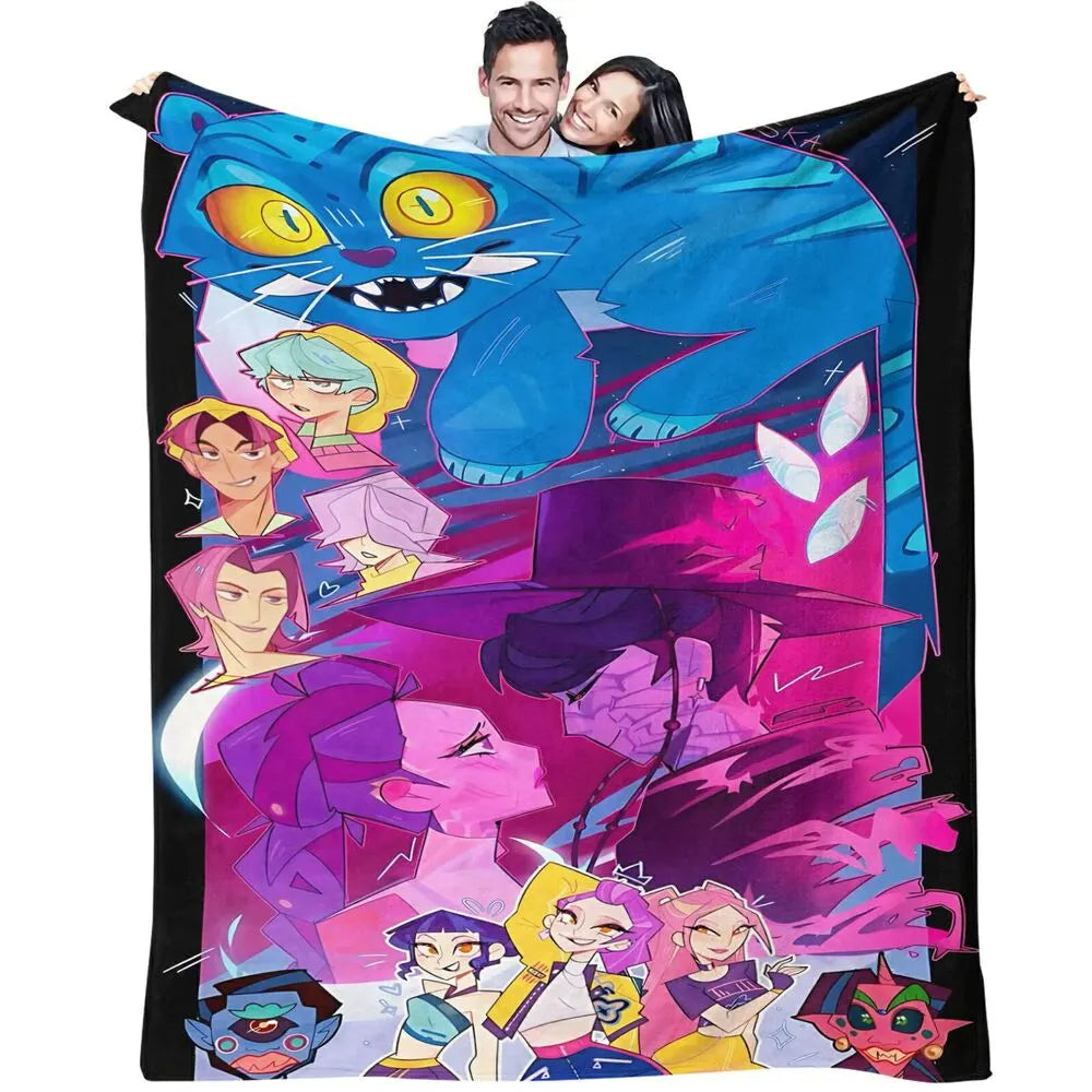 K-POP Demon Hunters Colorful Cartoon Art Multipurpose Throw Blanket