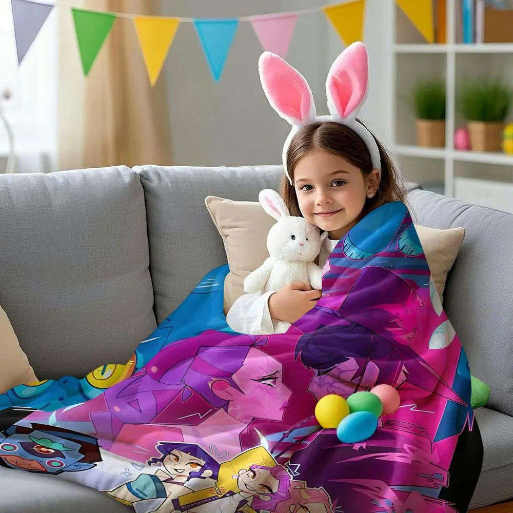 K-POP Demon Hunters Colorful Cartoon Art Multipurpose Throw Blanket