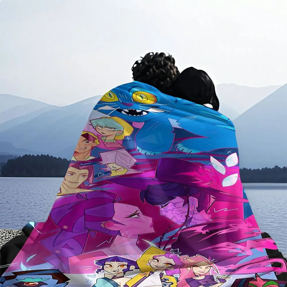 K-POP Demon Hunters Colorful Cartoon Art Multipurpose Throw Blanket
