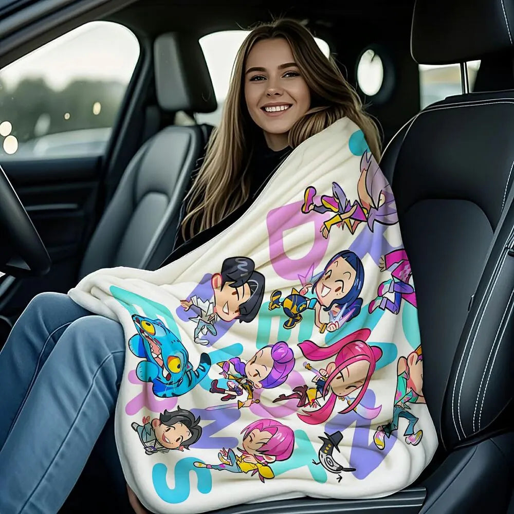 K-POP Demon Hunters Cute Anime Characters Multipurpose Throw Blanket