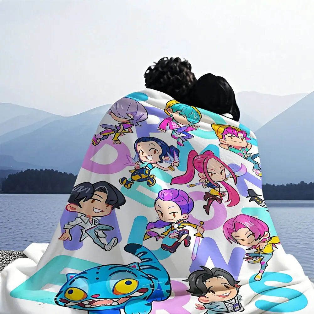 K-POP Demon Hunters Cute Anime Characters Multipurpose Throw Blanket