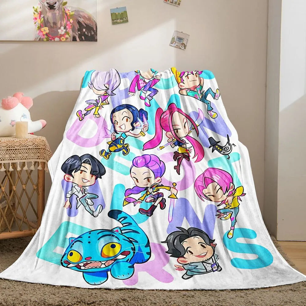 K-POP Demon Hunters Cute Anime Characters Multipurpose Throw Blanket