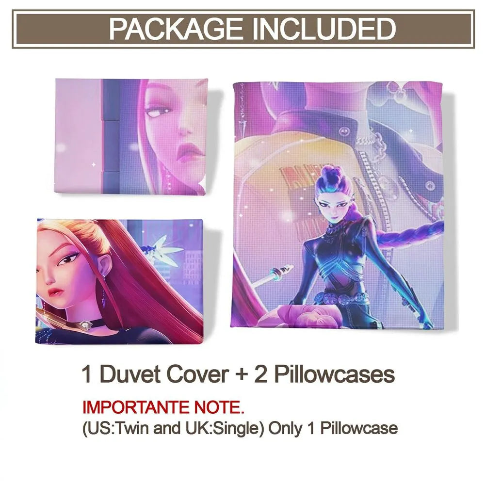 K-POP Demon Hunters Fantasy Anime Girl Group Bedding Set