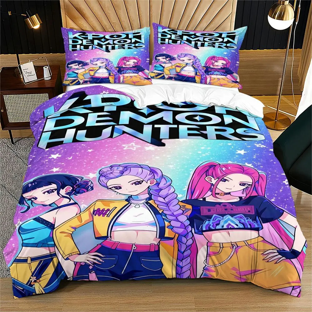 K-POP Demon Hunters Galaxy Anime Girl Group Bedding Set