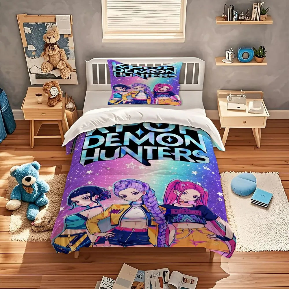 K-POP Demon Hunters Galaxy Anime Girl Group Bedding Set