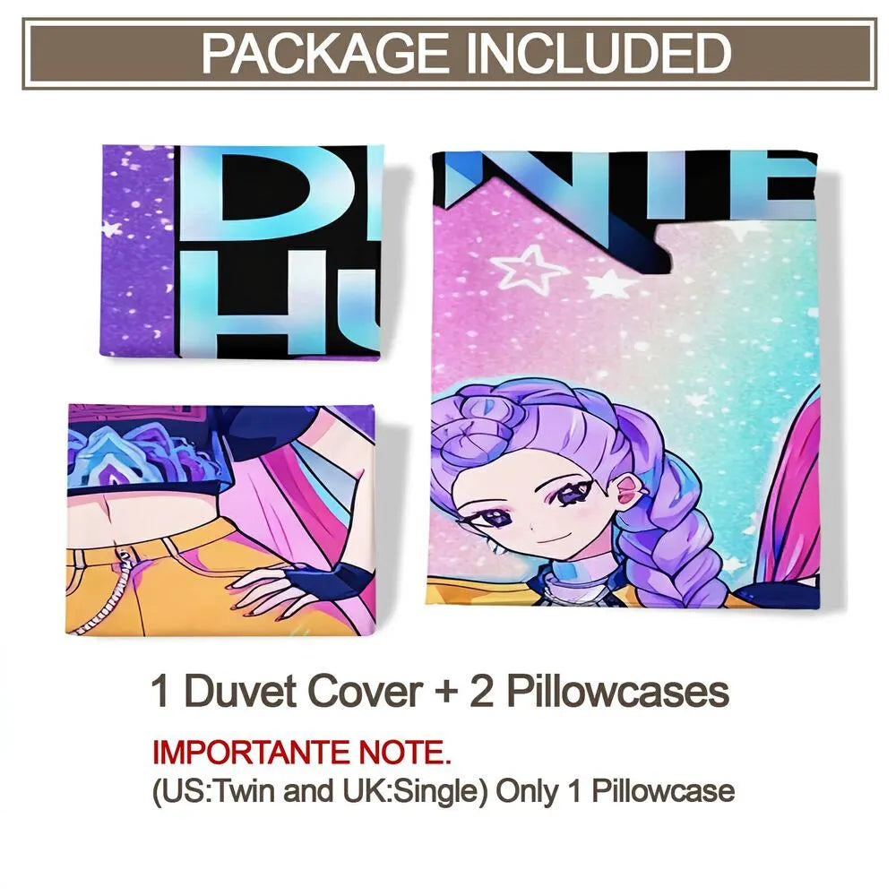 K-POP Demon Hunters Galaxy Anime Girl Group Bedding Set