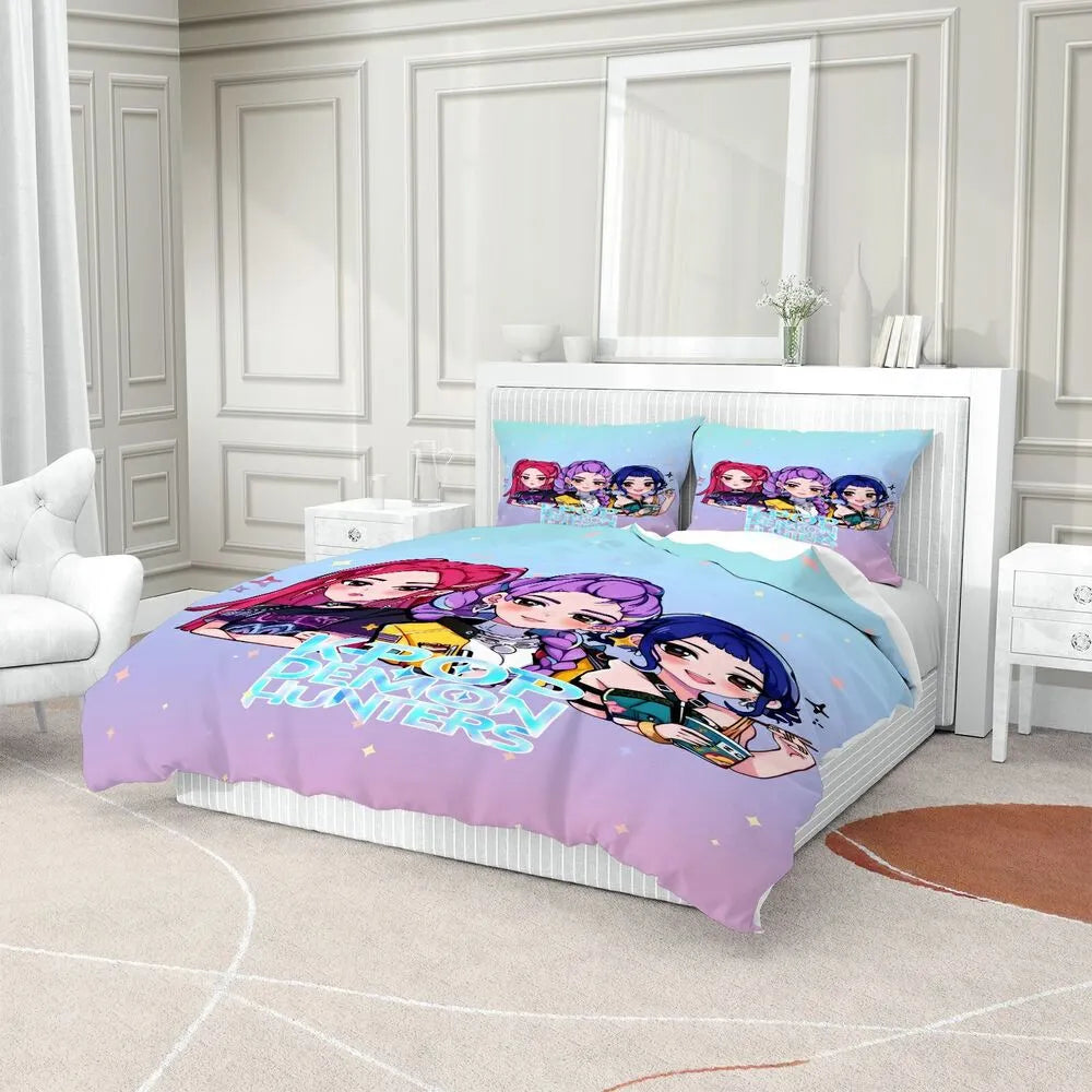 K-POP Demon Hunters Girl Group Anime Bedding Set