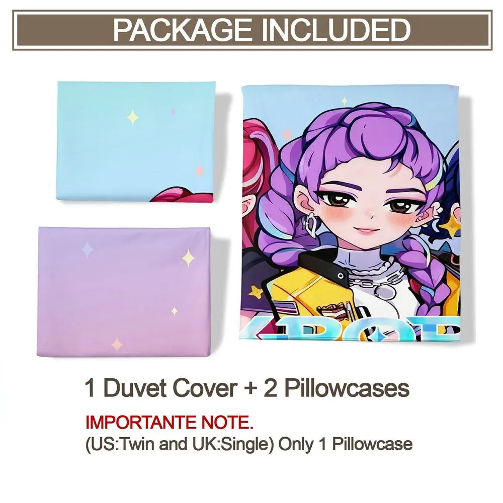 K-POP Demon Hunters Girl Group Anime Bedding Set