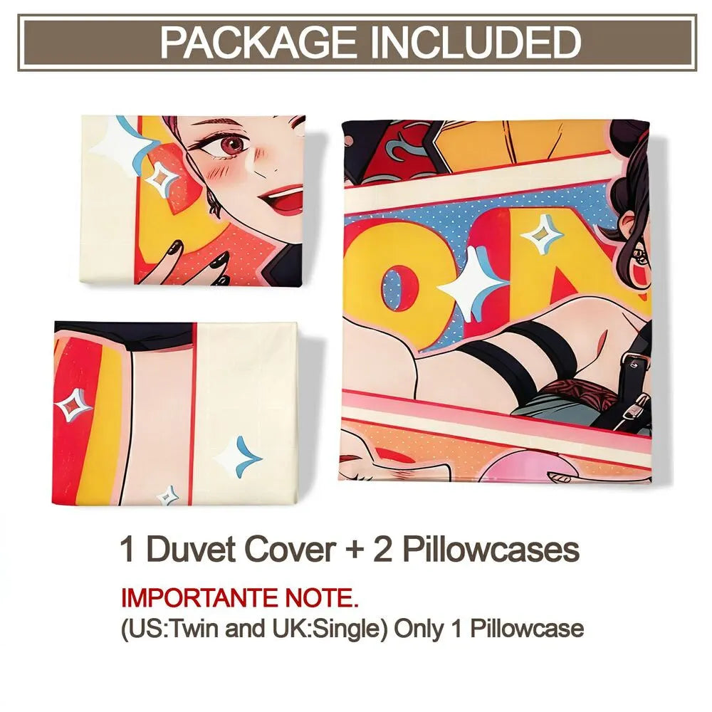 K-POP Demon Hunters Girl Group Cartoon Bedding Set Duvet Cover and Pillowcases