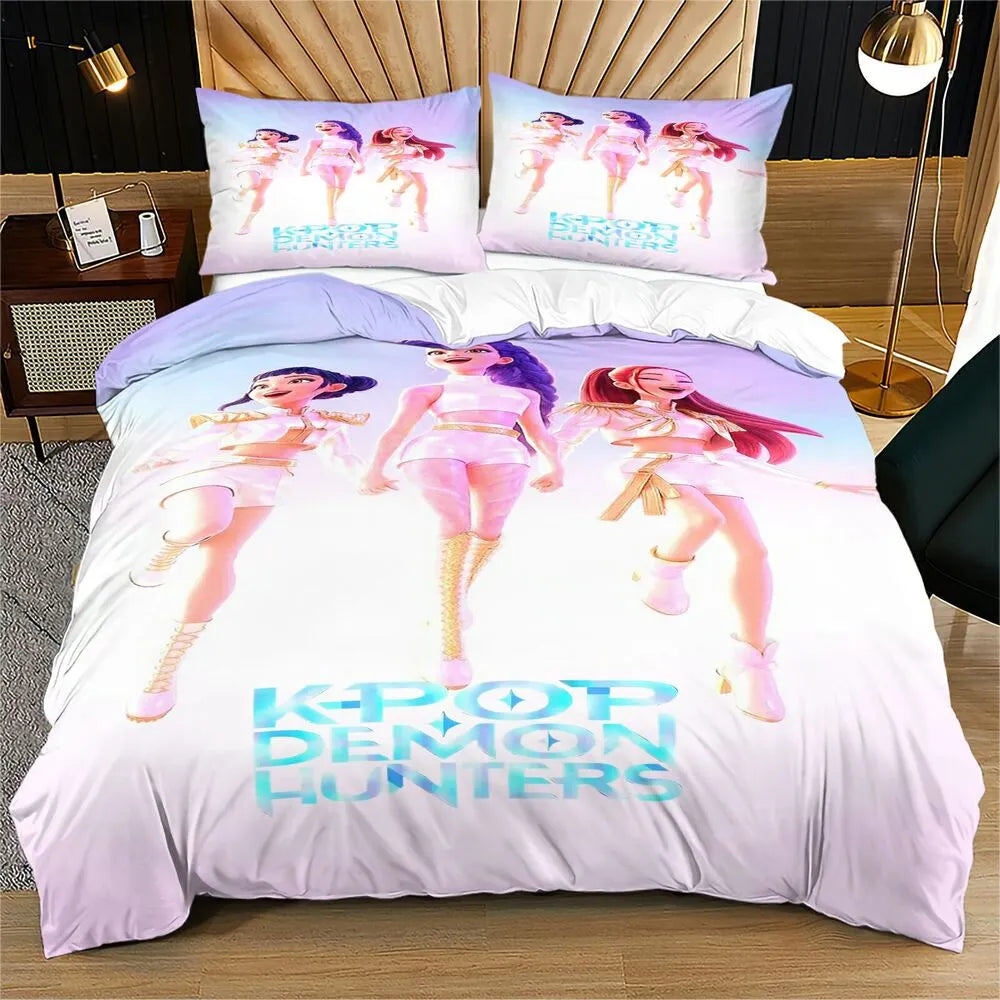 K-POP Demon Hunters Girl Group Pastel Anime Bedding Set