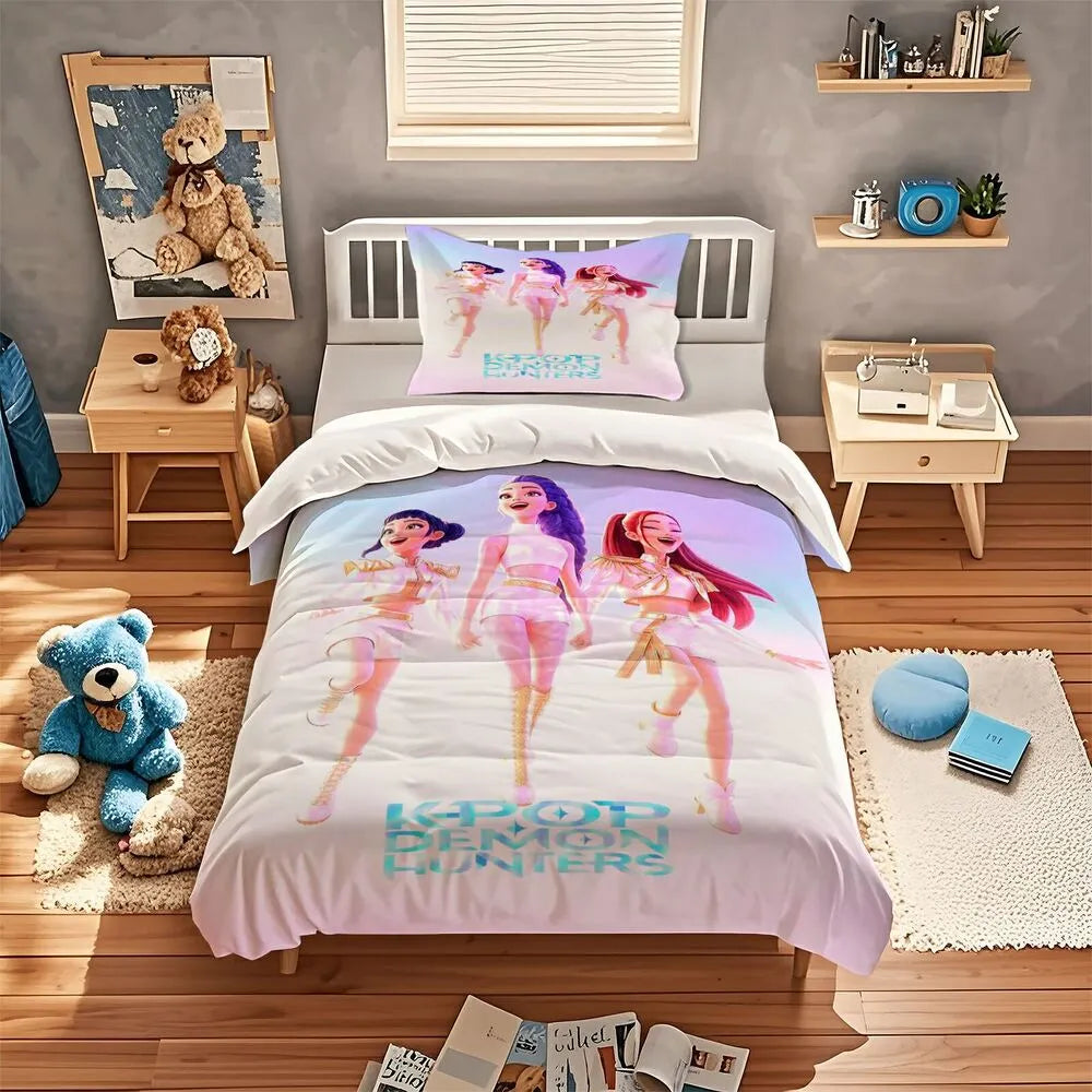 K-POP Demon Hunters Girl Group Pastel Anime Bedding Set