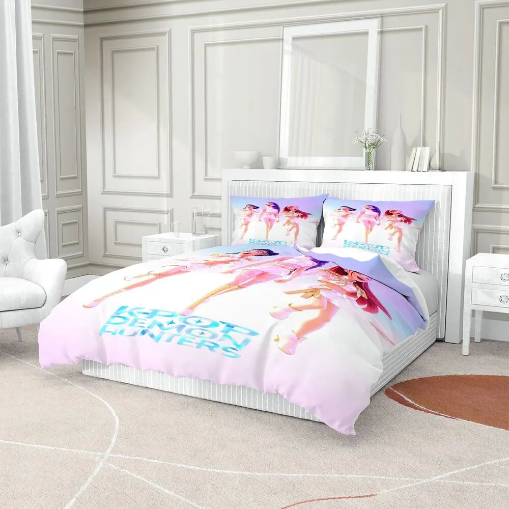K-POP Demon Hunters Girl Group Pastel Anime Bedding Set