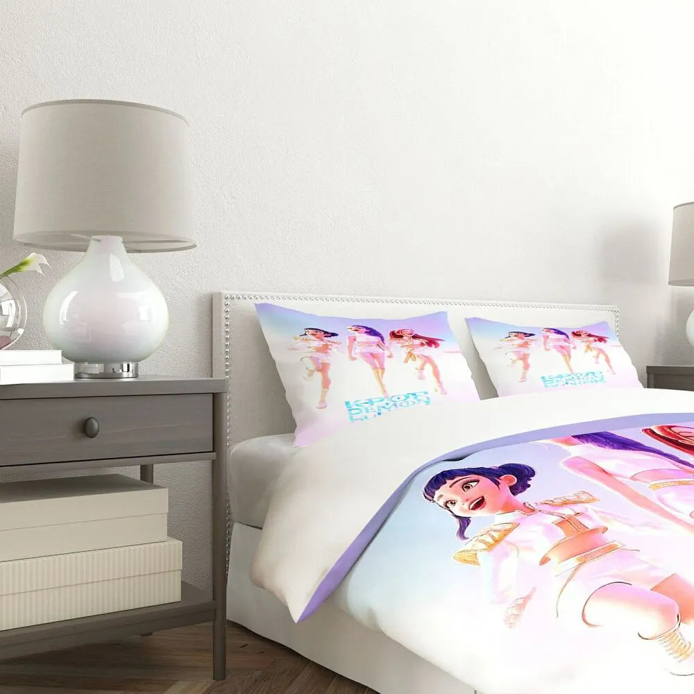 K-POP Demon Hunters Girl Group Pastel Anime Bedding Set