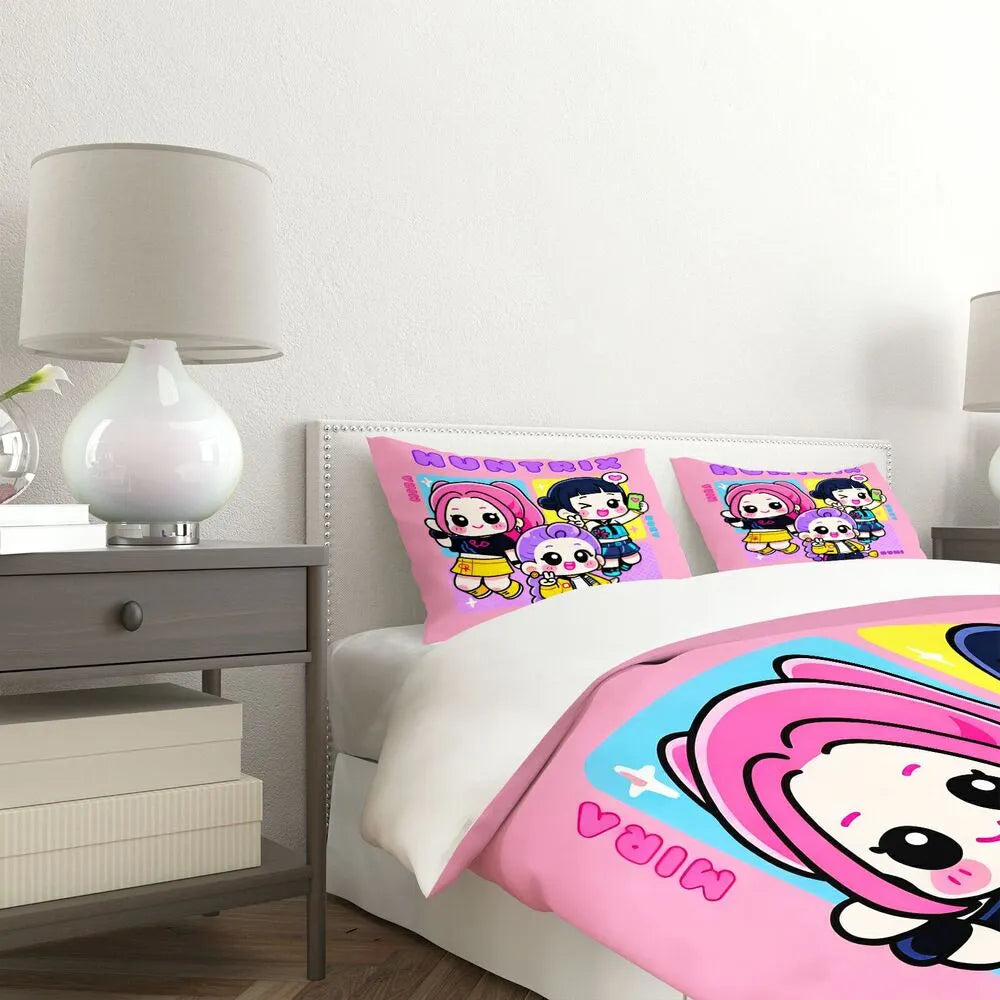 K-POP Demon Hunters HUNTRIX Chibi Girl Group Anime Bedding Set