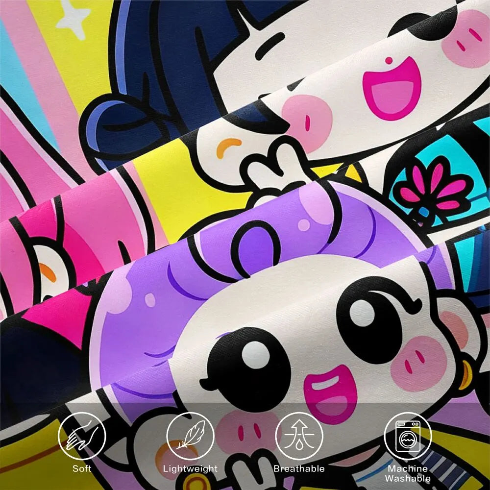 K-POP Demon Hunters HUNTRIX Chibi Girl Group Anime Bedding Set