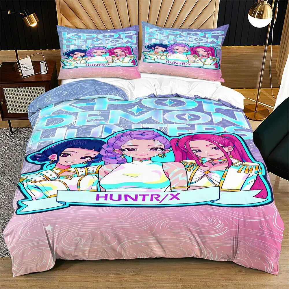 K-POP Demon Hunters HUNTR/X Anime-Style Bedding Set
