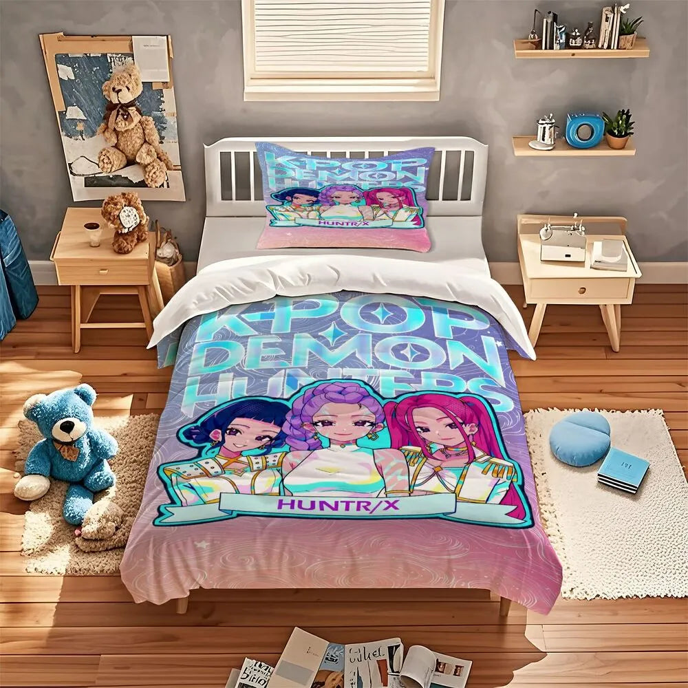 K-POP Demon Hunters HUNTR/X Anime-Style Bedding Set