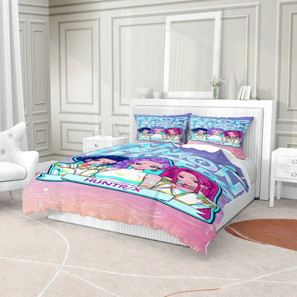 K-POP Demon Hunters HUNTR/X Anime-Style Bedding Set