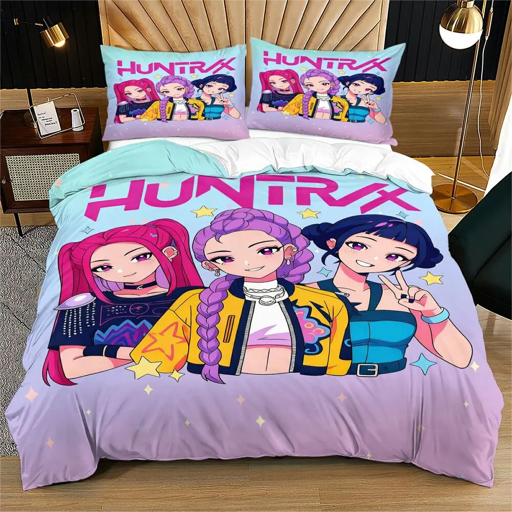 K-POP Demon Hunters HUNTR/X Girl Group Anime Bedding Set