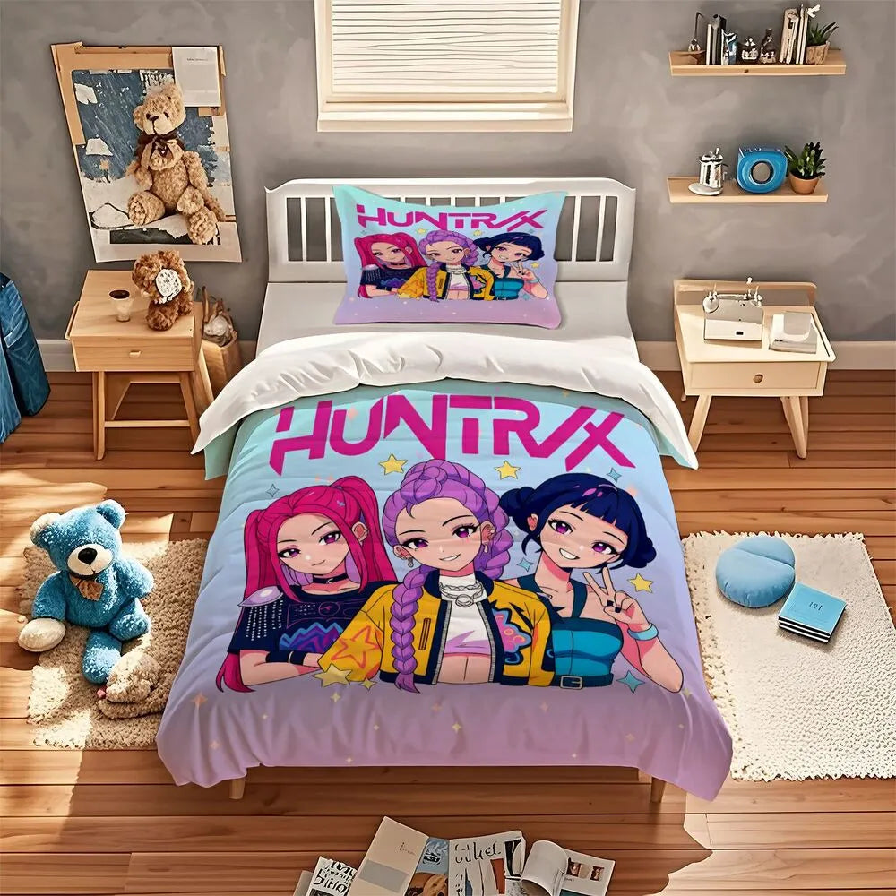 K-POP Demon Hunters HUNTR/X Girl Group Anime Bedding Set