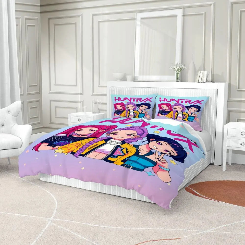 K-POP Demon Hunters HUNTR/X Girl Group Anime Bedding Set