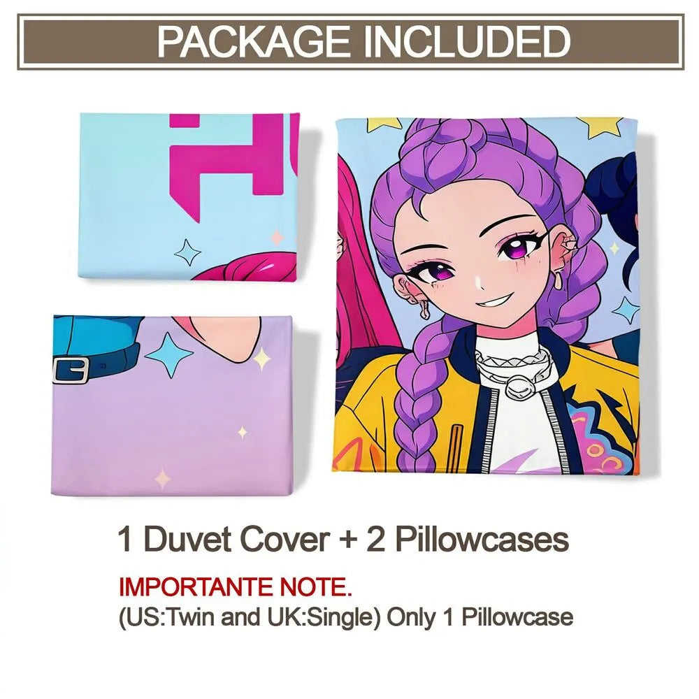 K-POP Demon Hunters HUNTR/X Girl Group Anime Bedding Set