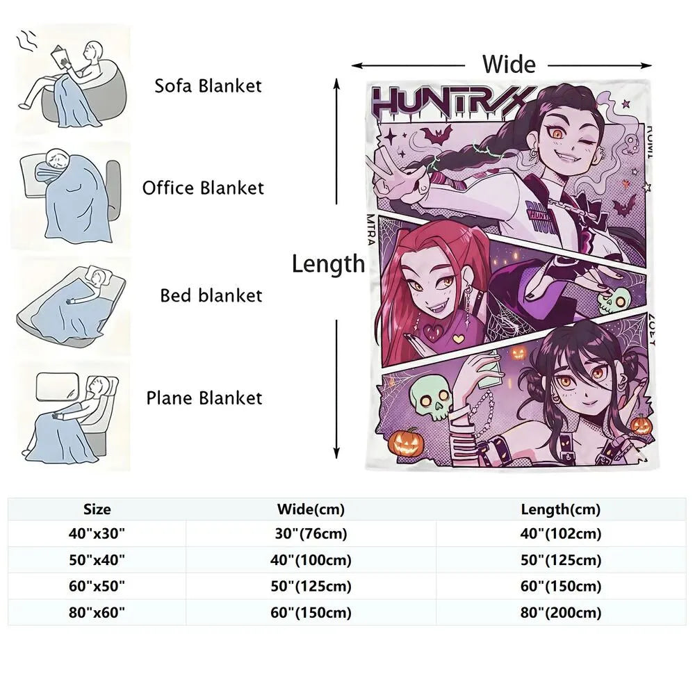 K-POP Demon Hunters Halloween Cartoon Art Multipurpose Throw Blanket