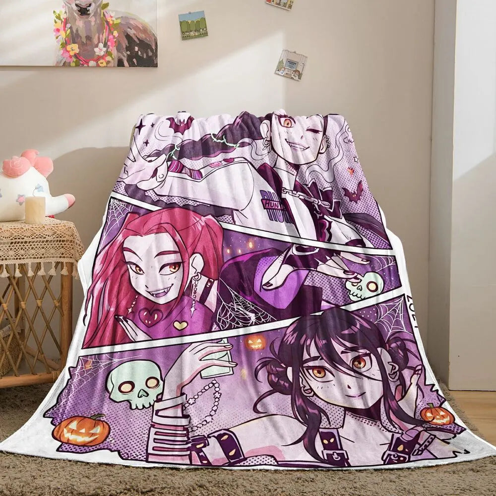 K-POP Demon Hunters Halloween Cartoon Art Multipurpose Throw Blanket