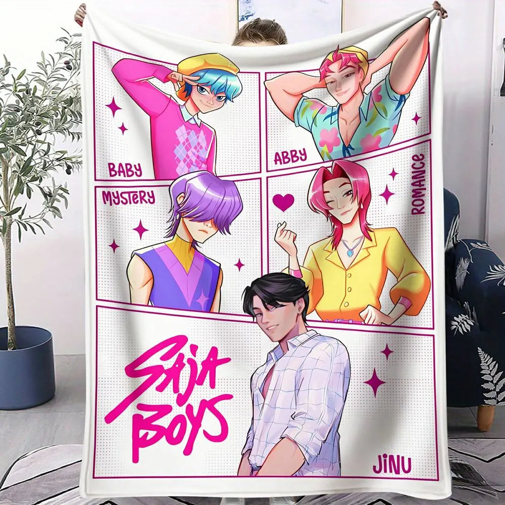 K-POP Demon Hunters Inspired SAJA Boys Anime Characters Multipurpose Throw Blanket