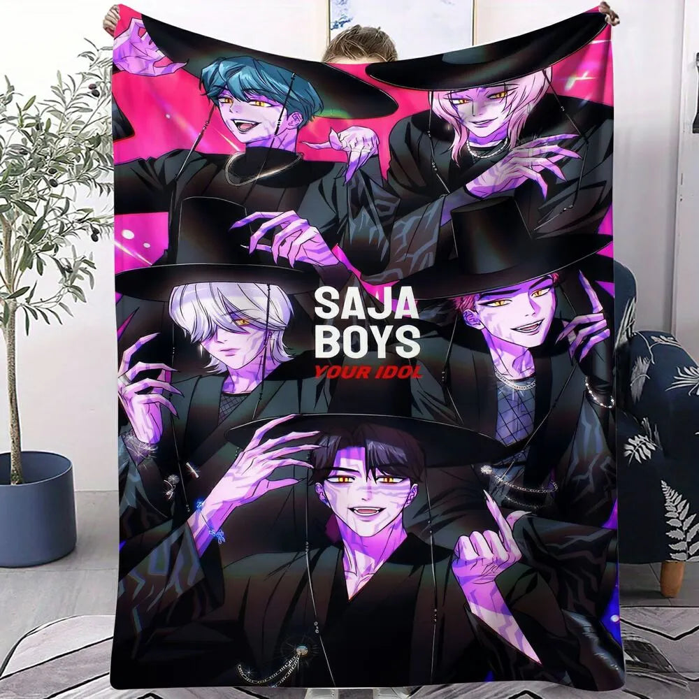 K-POP Demon Hunters Inspired SAJA Boys Anime Characters Multipurpose Throw Blanket