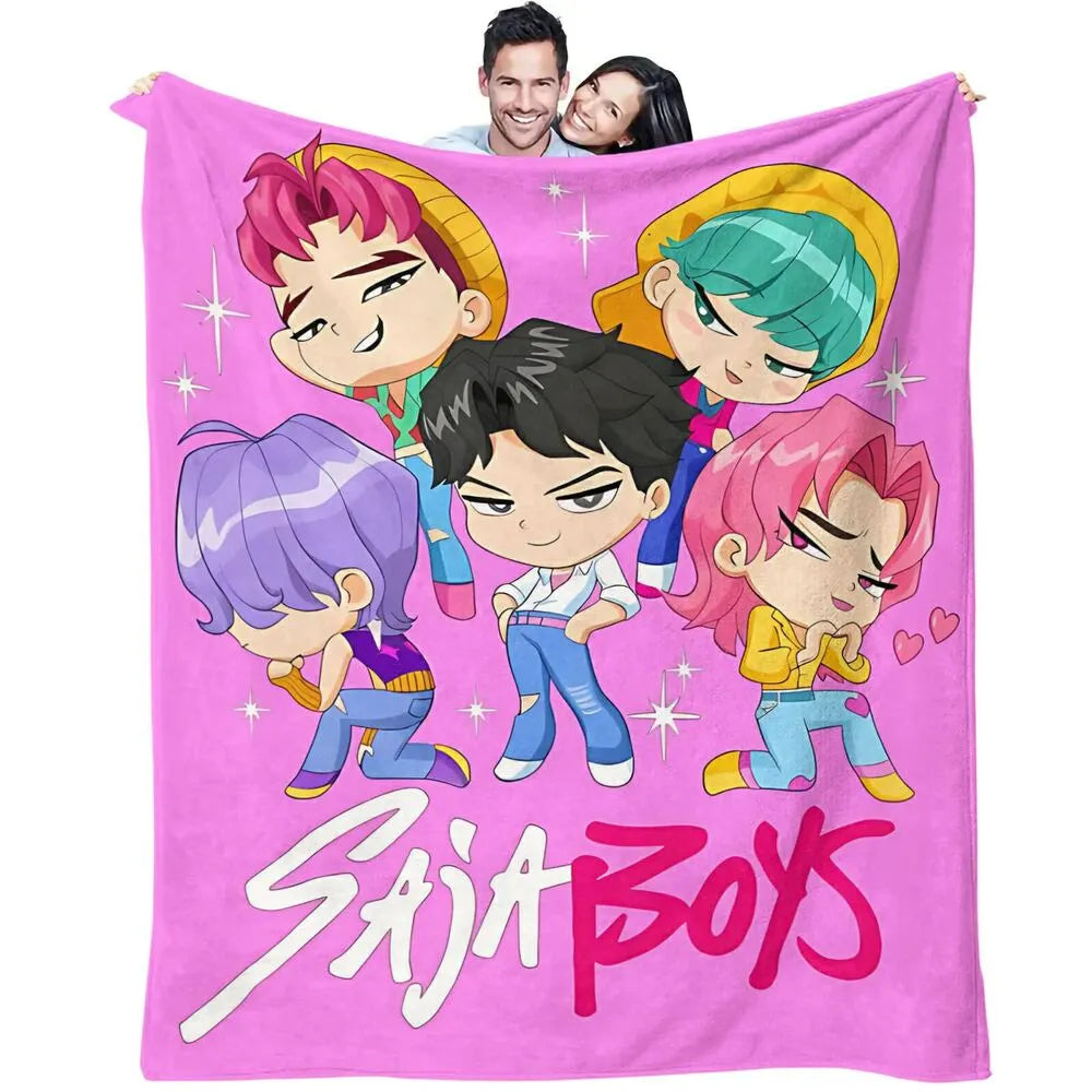 K-POP Demon Hunters Inspired SAJA Boys Anime Characters Multipurpose Throw Blanket