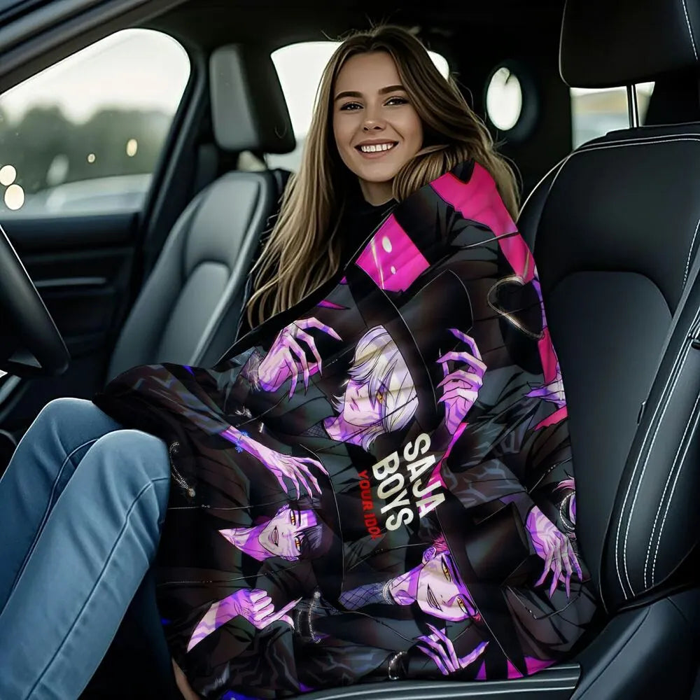 K-POP Demon Hunters Inspired SAJA Boys Anime Characters Multipurpose Throw Blanket