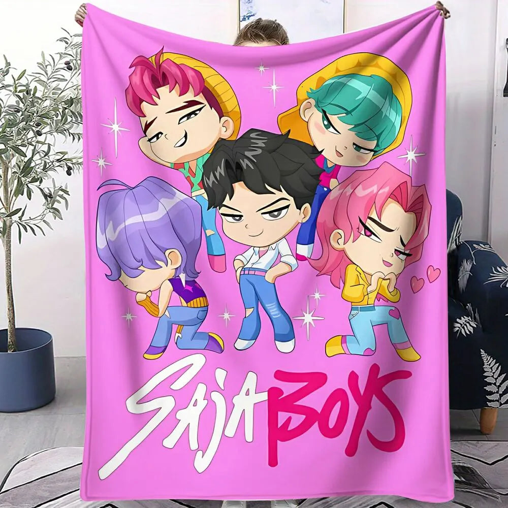 K-POP Demon Hunters Inspired SAJA Boys Anime Characters Multipurpose Throw Blanket