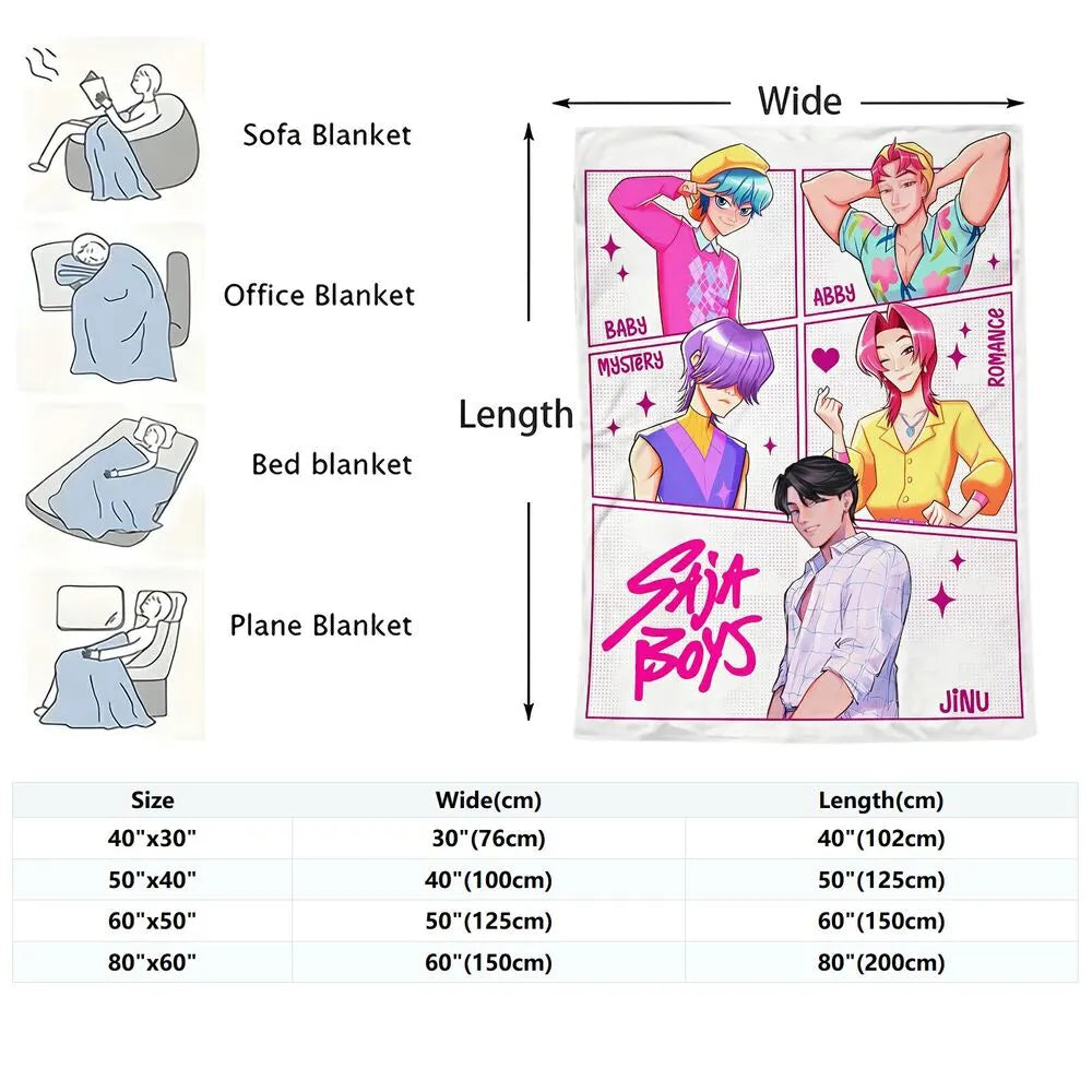 K-POP Demon Hunters Inspired SAJA Boys Anime Characters Multipurpose Throw Blanket