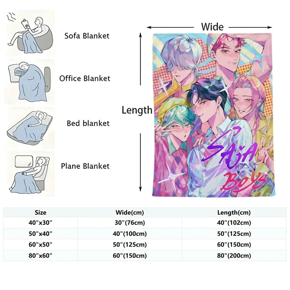 K-POP Demon Hunters Inspired SAJA Boys Anime Characters Multipurpose Throw Blanket