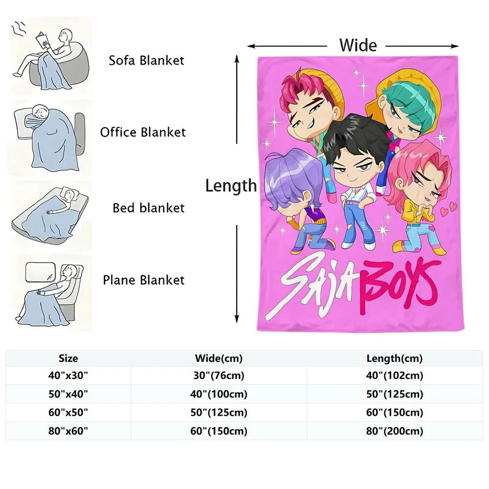 K-POP Demon Hunters Inspired SAJA Boys Anime Characters Multipurpose Throw Blanket