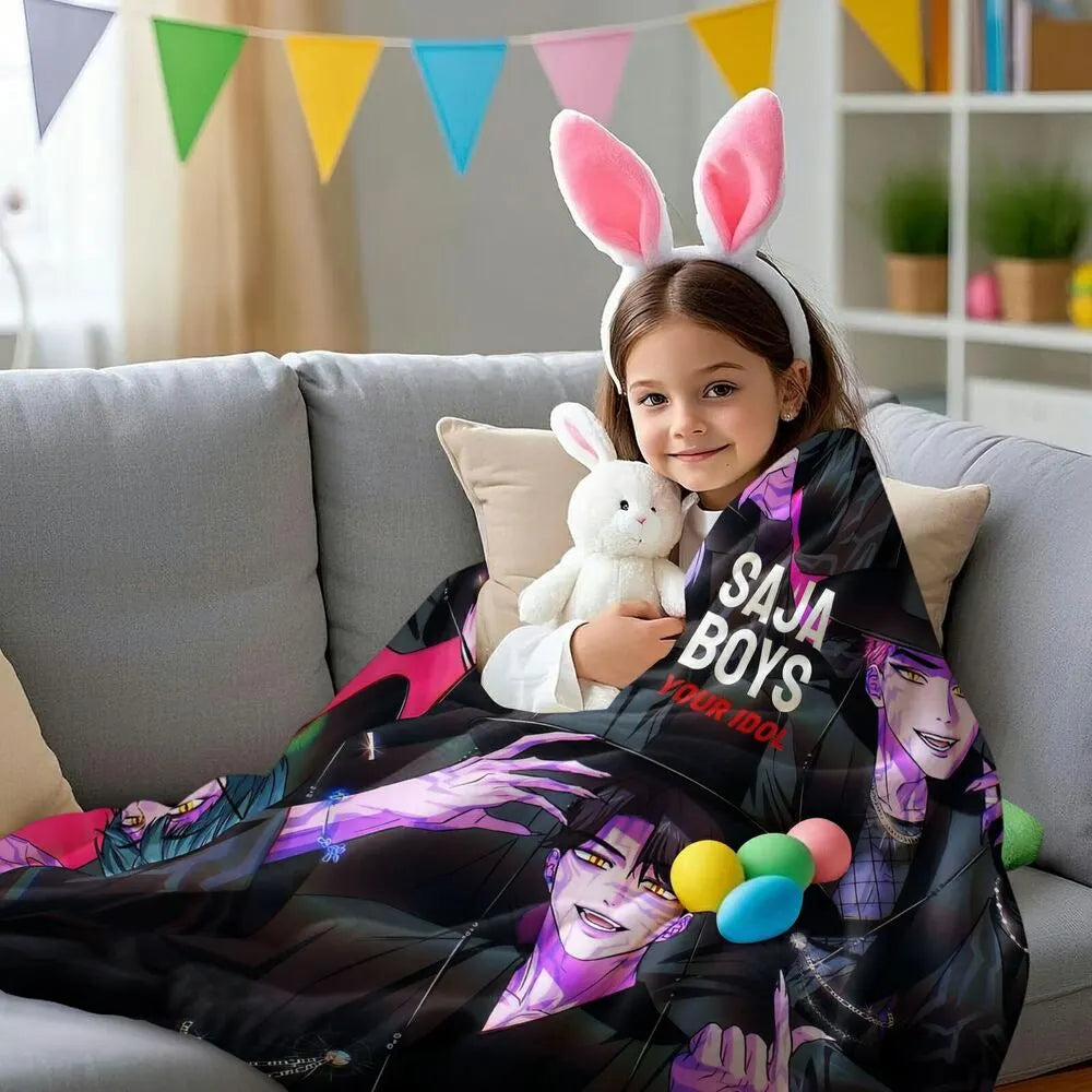K-POP Demon Hunters Inspired SAJA Boys Anime Characters Multipurpose Throw Blanket
