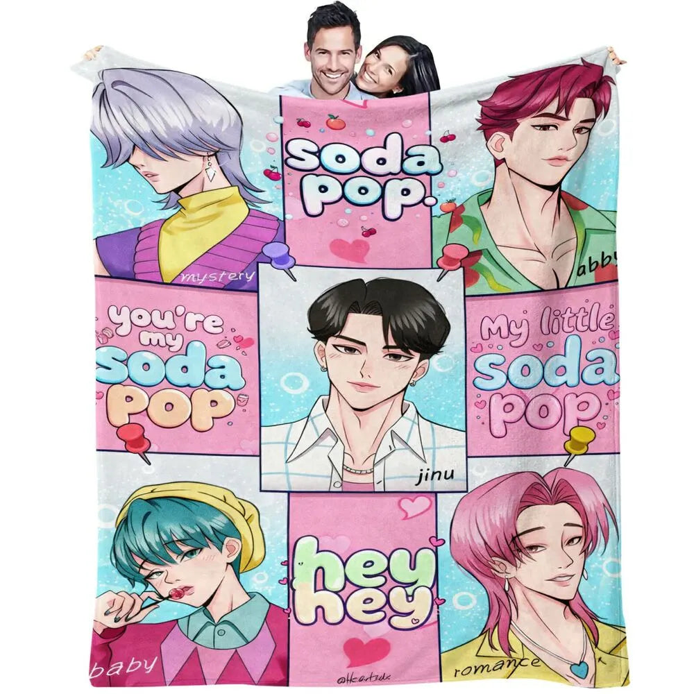 K-POP Demon Hunters Inspired Soda Pop Anime Characters Multipurpose Throw Blanket