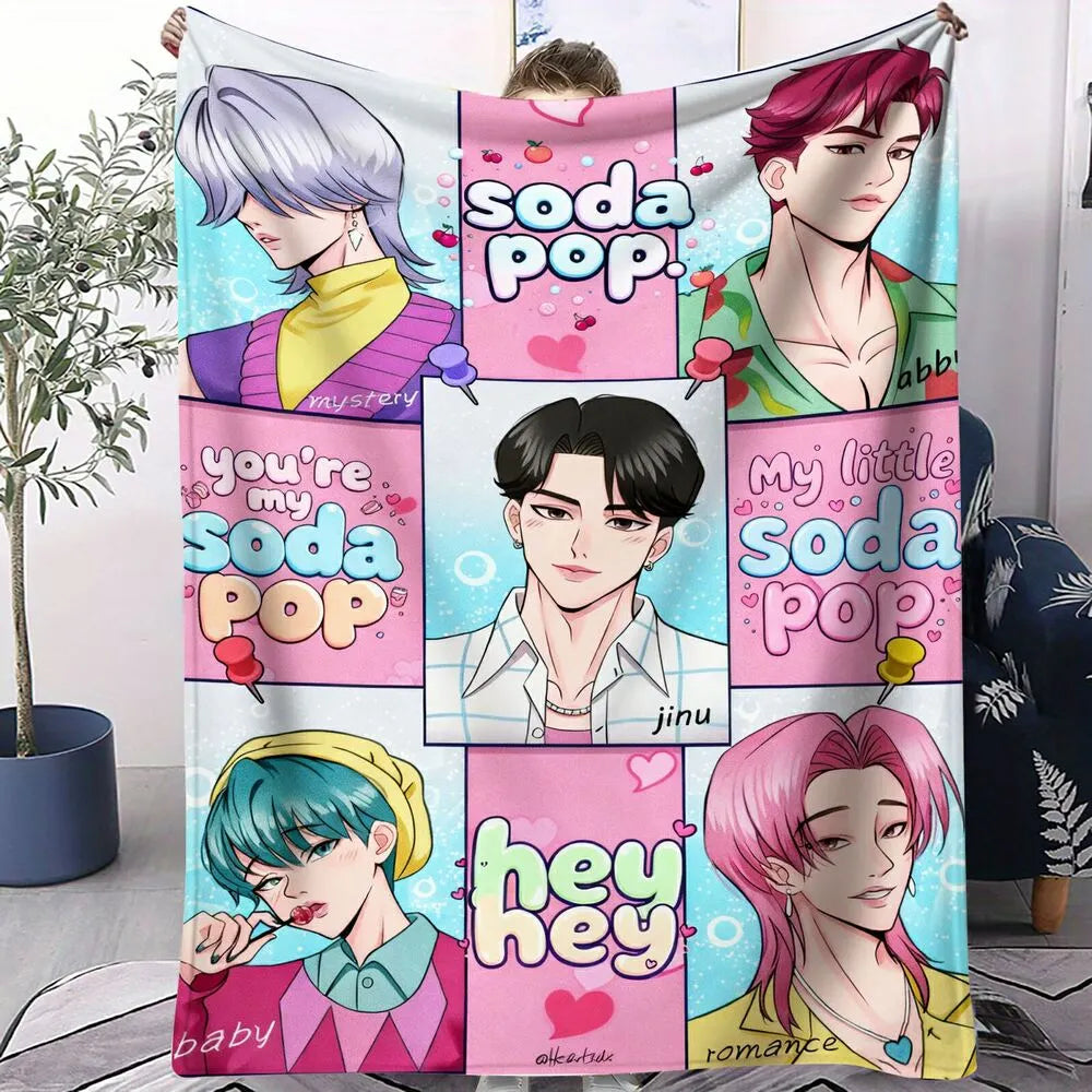 K-POP Demon Hunters Inspired Soda Pop Anime Characters Multipurpose Throw Blanket