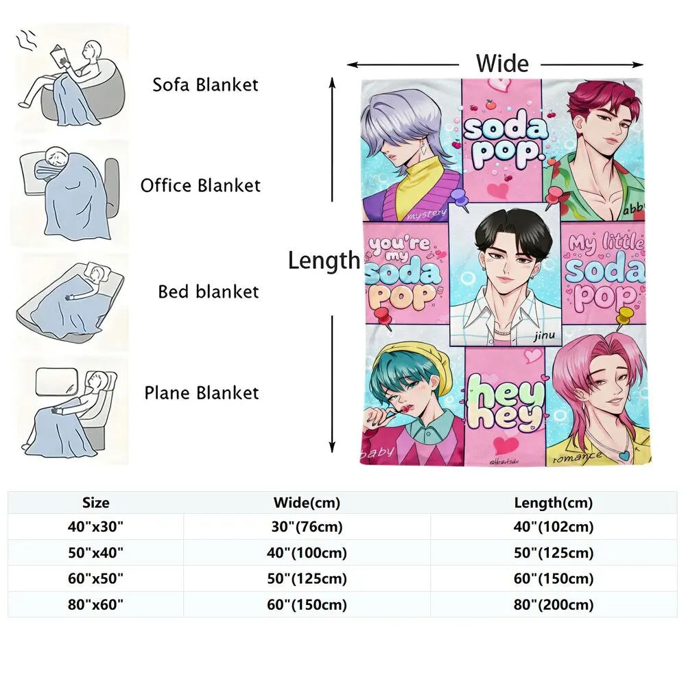 K-POP Demon Hunters Inspired Soda Pop Anime Characters Multipurpose Throw Blanket