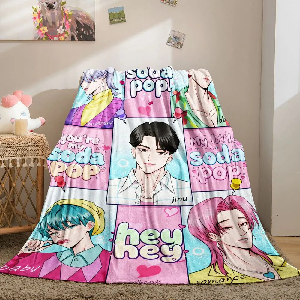 K-POP Demon Hunters Inspired Soda Pop Anime Characters Multipurpose Throw Blanket