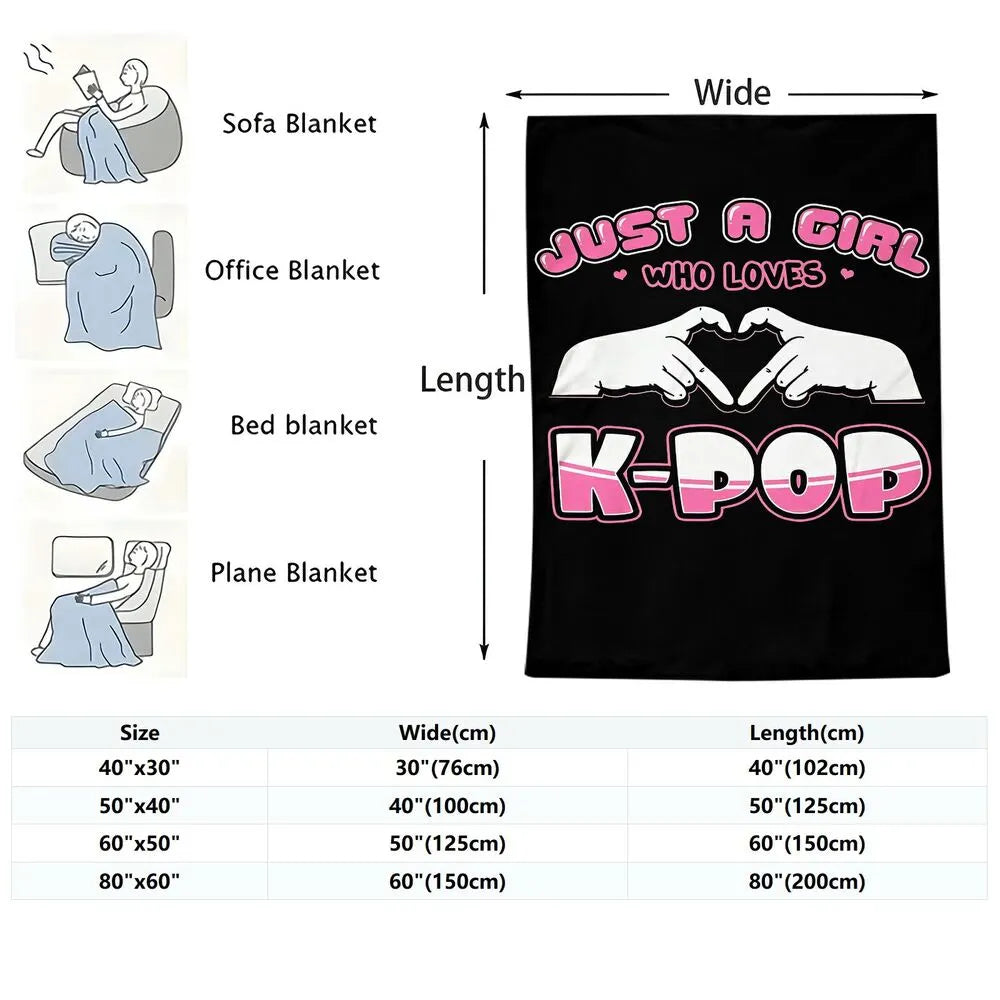 K-POP Demon Hunters Inspired “Just A Girl Who Loves K-POP” Multipurpose Throw Blanket